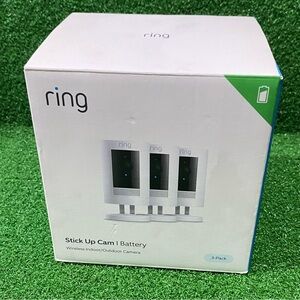 Ring Stick Up Cam | 3-Pack Battery Indoor/Outdoor Cameras - White